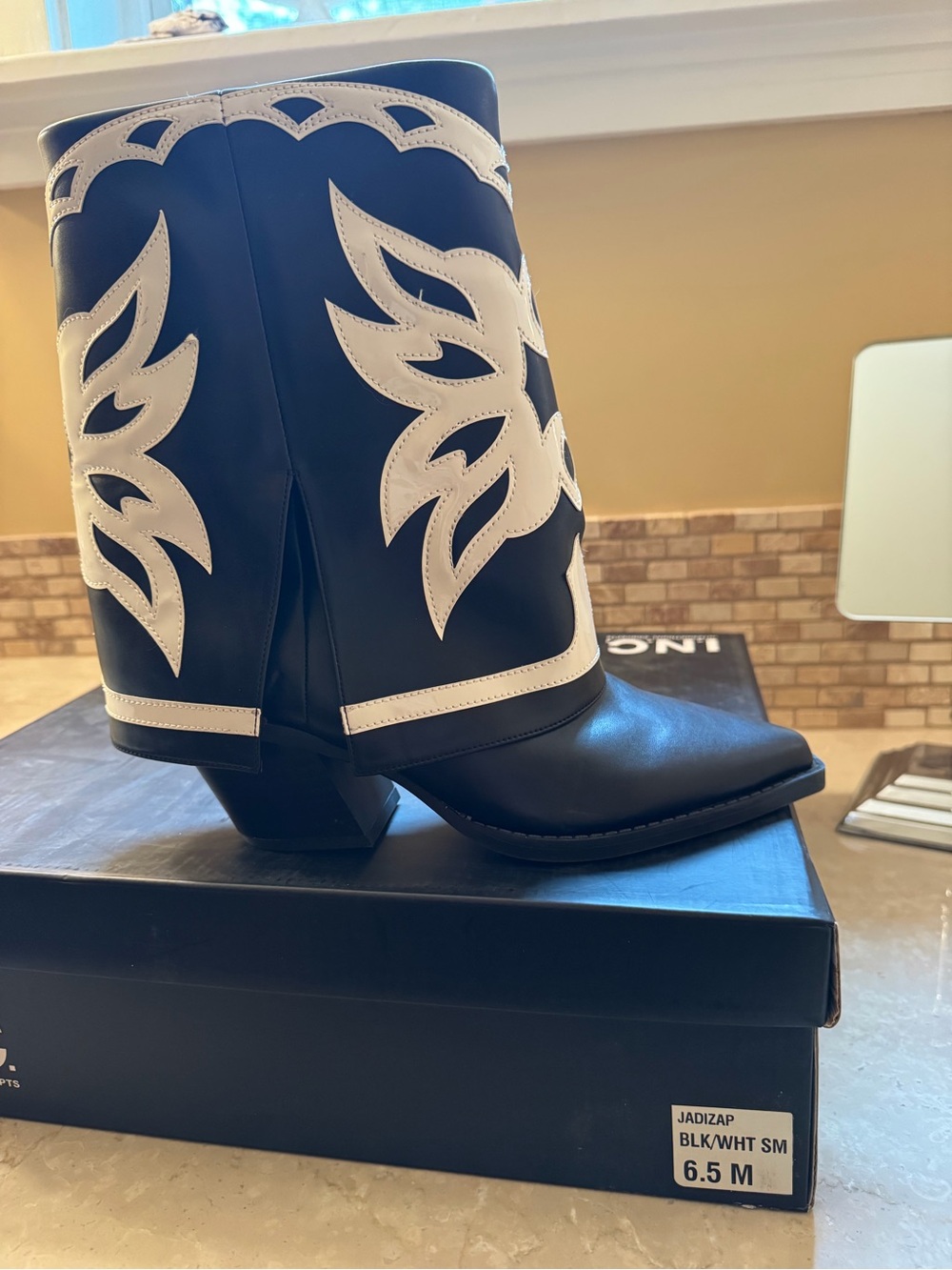 INC Womens Jadizap Blocked Heel Cowboy Cowboy, Western Boots